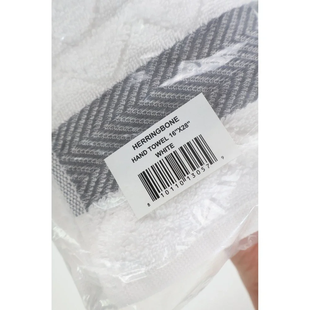 Brooks Brothers Hand Towel Herringbone 16x28 White Turkish Cotton Bathroom‎